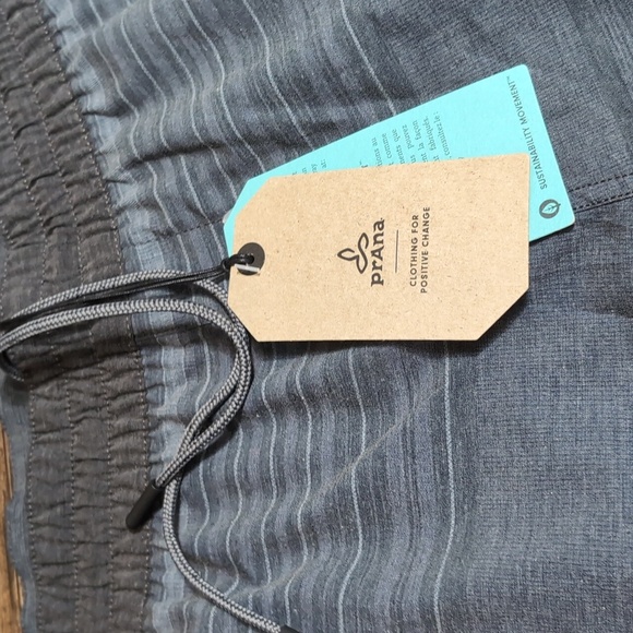 prAna Slope 7" Inseam Performance Active Short, SZ: XXL *NWT* in Charcoal Stripe - Picture 3 of 6